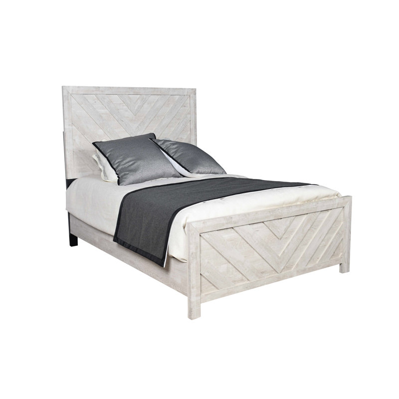 Lit double gris, moderne et avec tête de lit avec rails de confort