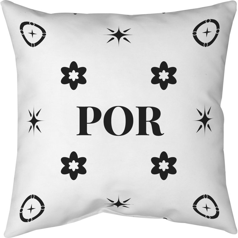 Coussin en coton Portland, H 26 po x l 26 po, Portland noir / blanc