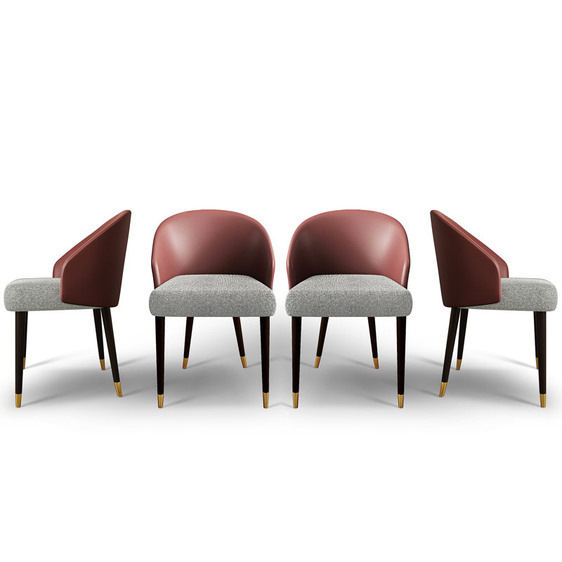 Chaise d'appoint rembourrée en similicuir Modern, Rouge / Gris
