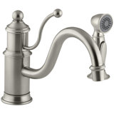 Antique Single-Hole Kitchen Sink Faucet with 8-7/8" Spout, Color-Matched Sidespray and Lever Handle