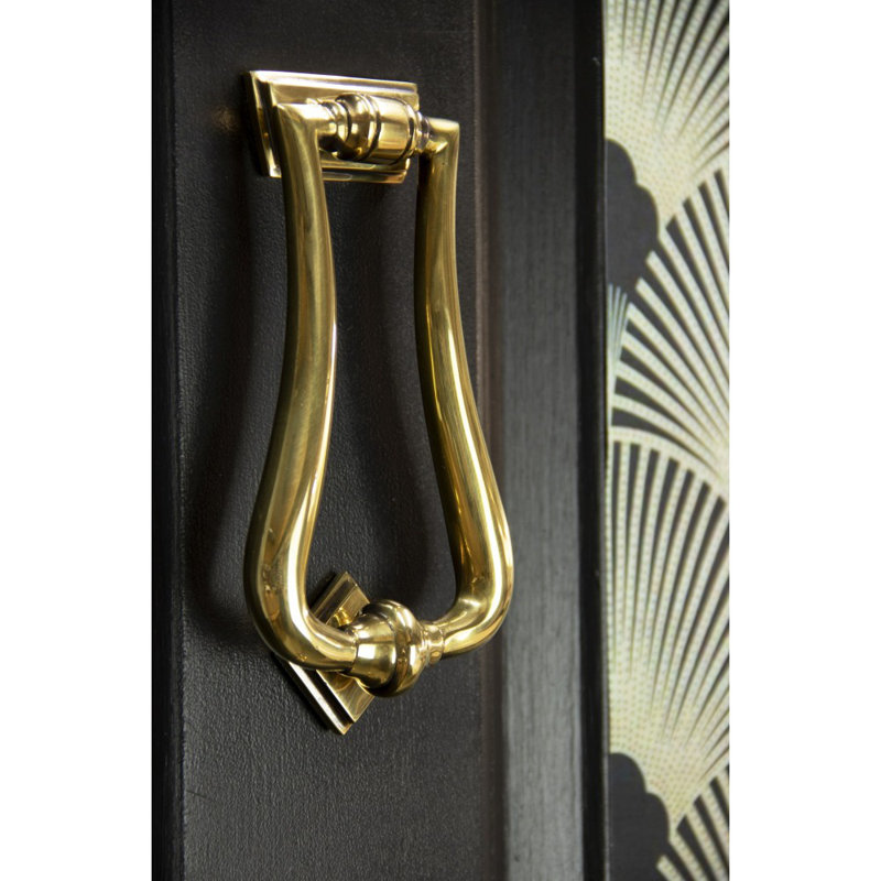 Art Deco Slimline Door Knocker, Aged Brass