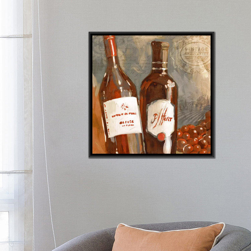 « red wine i », reproduction sur toile, H 18 po x l 18 po x P 1,5 po, Toile avec cadre noir, Pas de tapis