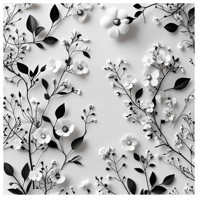Black Floral Pattern Quilted Bedspread All Sizes