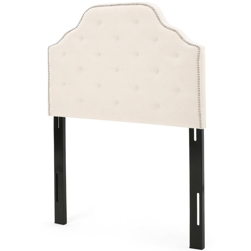 Tête de lit simple contemporaine avec un capitonnage à boutons intrigant de taille élégante en point de diamant et garniture cloutée