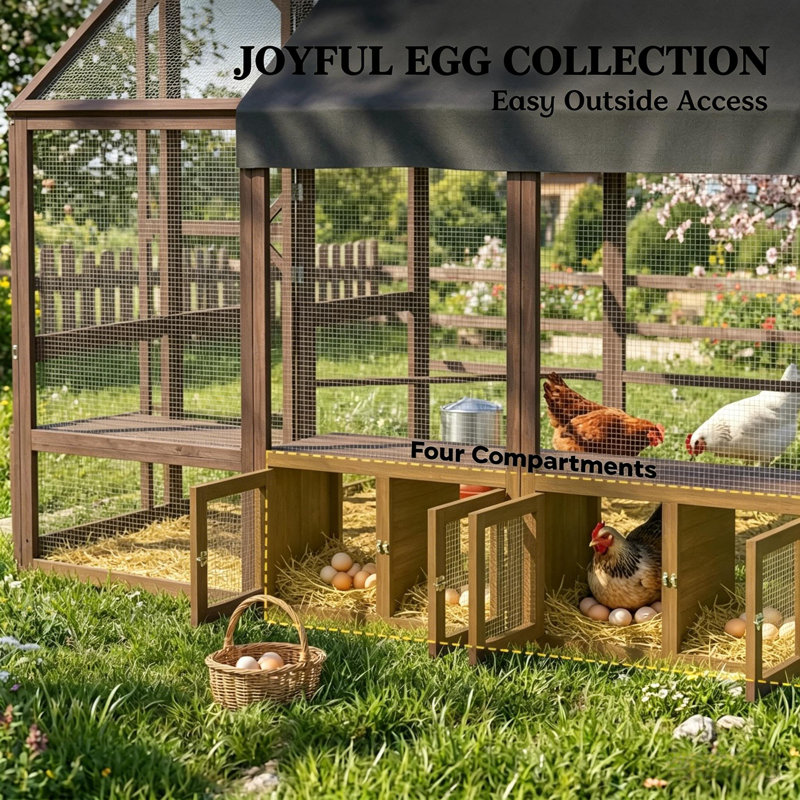 Cage à poules, poulailler en bois, poulailler et poulailler, Black/Dark Brown
