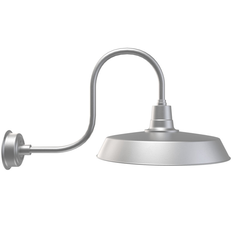 Luminaire de grange d'extérieur à DEL Haleigh, H 9 po x l 22 po x P 17 po, Argent galvanisé
