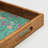 Floral Mango Wood Serving Tray with Handles | Handcrafted Decorative Serving Tray in Aqua | Wooden Tray for Coffee Table, Kitchen, Entertaining & Home Décor