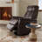 Global Home Swivel Glider Recliner with Manual Adjustable Headrest & Footrest In Faux Leather Bentley Dark Brown-1735201118