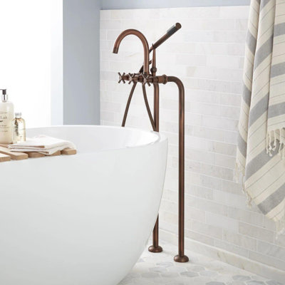 Sebastian Floor Mounted Tub Faucet with Cross Handles