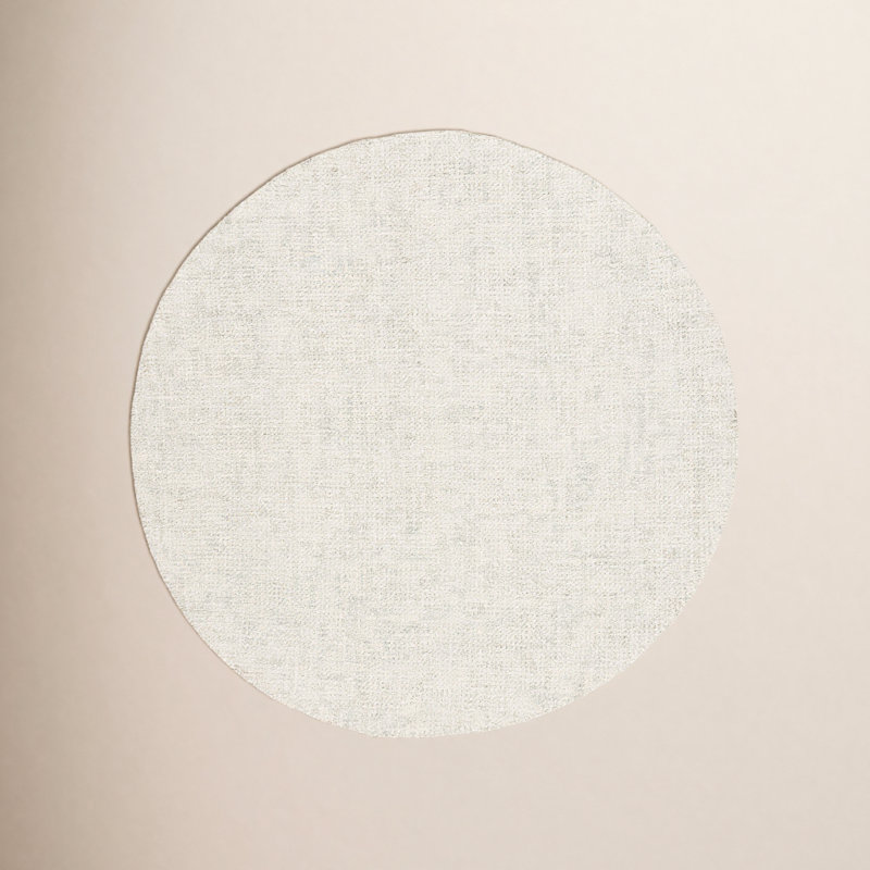 Tapis en laine touffeté à la main de couleur sauge / ivoire Donica, Rond 6 pi