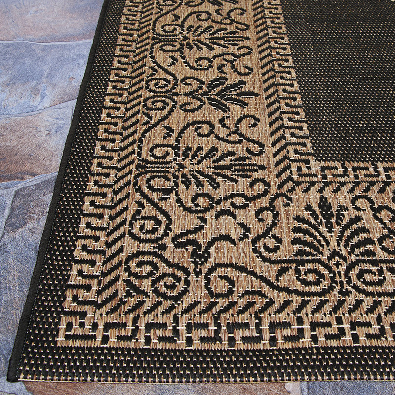 Tapis intérieur / extérieur noir Franck, Tapis de couloir 2 pi 3 po x 7 pi 1 po