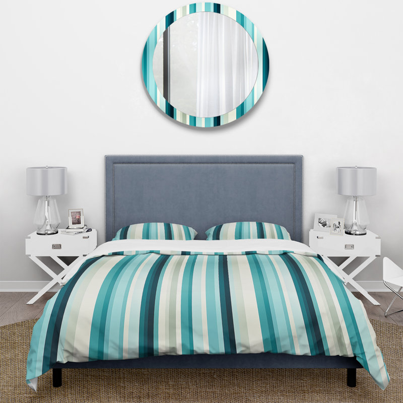 Zen Tranquility Striped Pattern Duvet Cover, King Duvet Cover + 2 King Shams