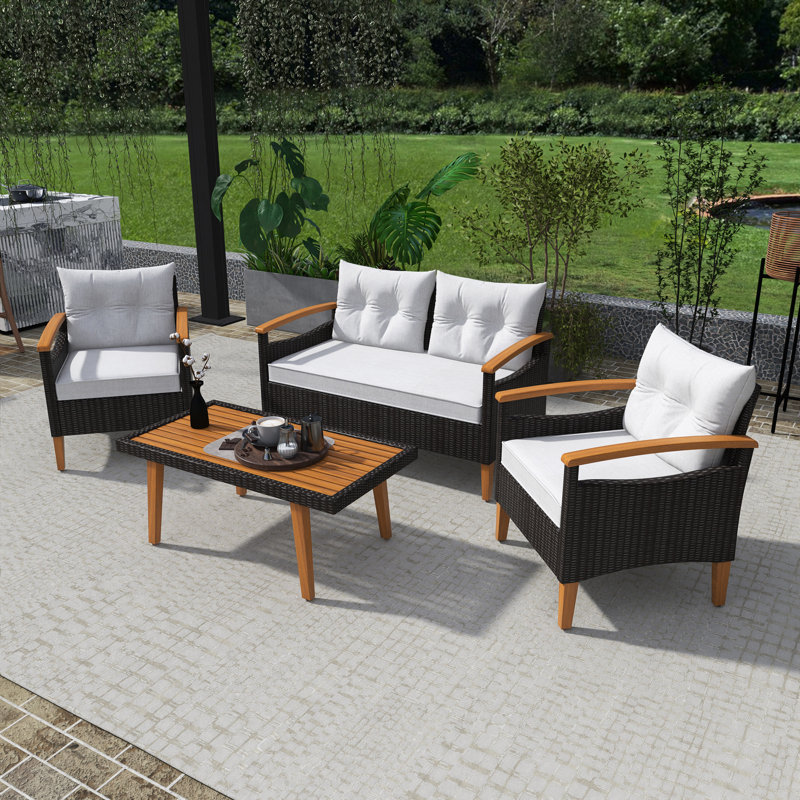 Ensemble de conversation de patio 4 pièces, Beige