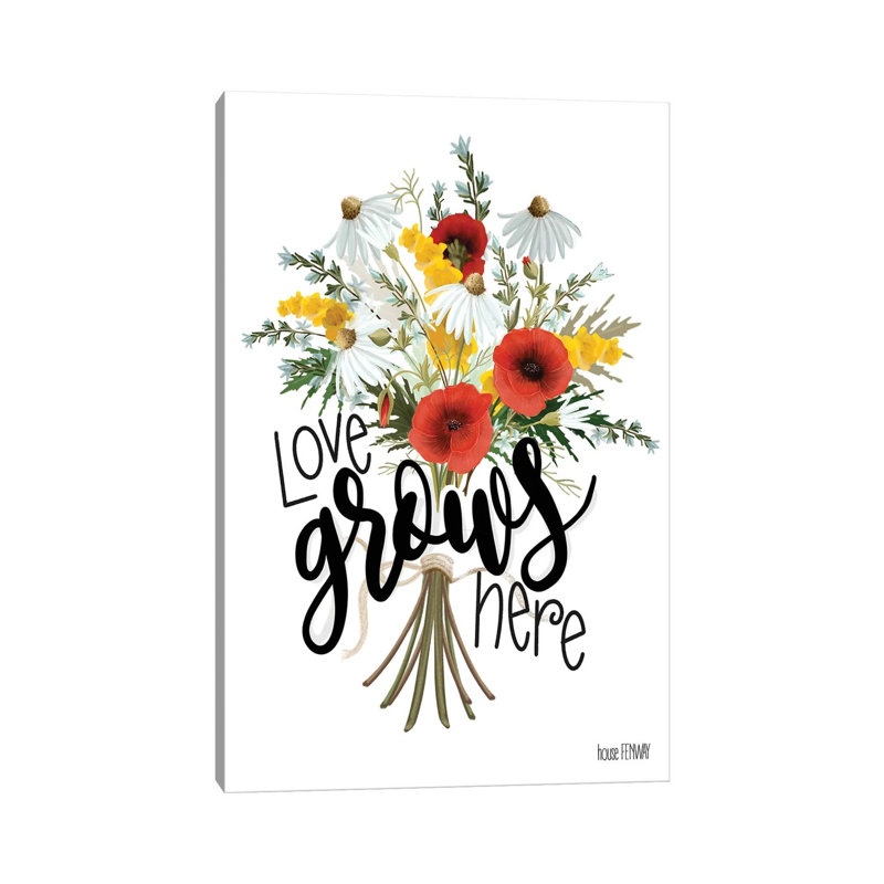 Love Grows Here 1 Piece Wrapped Canvas Wall Art, 20.32 cm H x 30.48 cm W