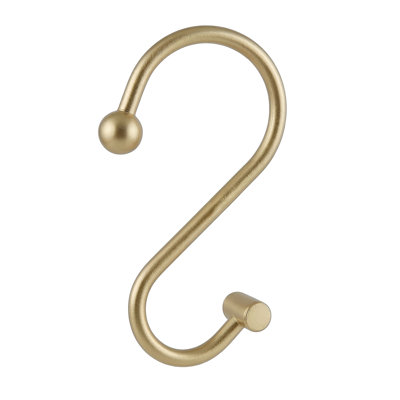 Bath Bliss 12 Piece Satin gold Color Metal Shower Curtain Hooks T-Shaped Design | Smooth Glide Steel Construction | Easy Install Bathroom Accessories
