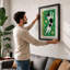 Leaping Cow In Green Geometric - Print-973695576-973695905