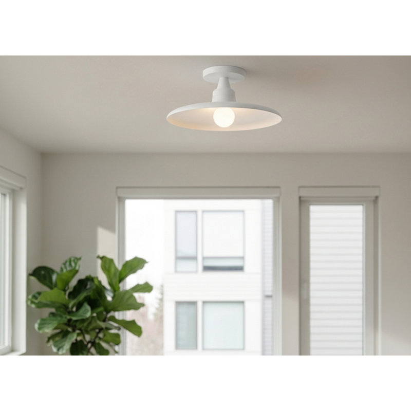 Plafonnier encastré 1 lumière Quentin - 12 po - blanc mat - abat-jour blanc mat, Matte White, Matte White
