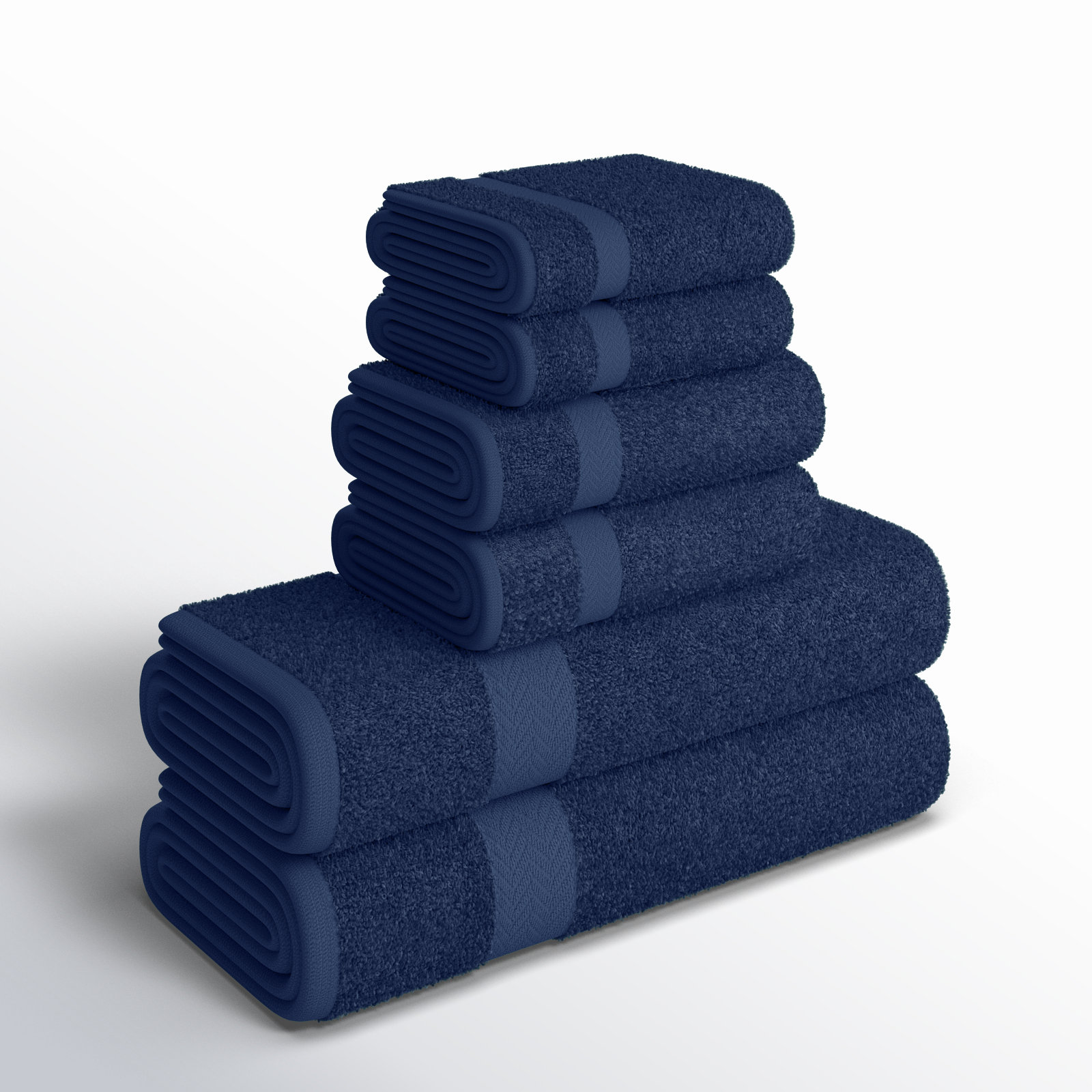 Franklin Cotton Lightweight Quick-Drying Face Towel Washcloth, Navy Blue, 6 Pieces Towel Set