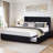Orwhin Bed Frame 4 Drawers Storage, Upholstered Bed Frame with Velvet Adjustable Headboard Queen Full King Size Platform Bed Wood Support-807684310-815720074