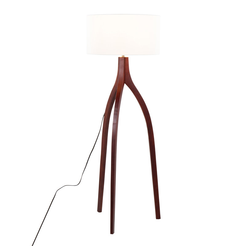 Lampe sur pied contemporaine Wishbone, Noyer