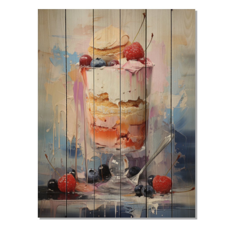 Dessert popart alimentaire sur impression sur bois, H 32 po x l 24 po x P 0,78 po