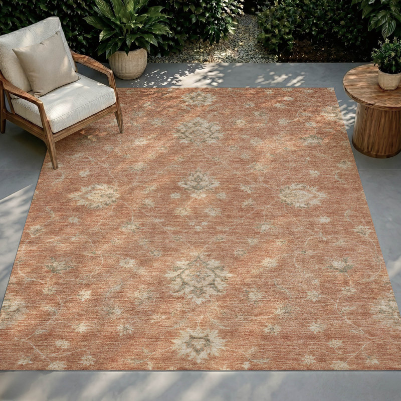 Tapis Chantille ACN3076 Global, lavable à la machine, intérieur/extérieur, Terra Cotta, 9 pi x 12 pi