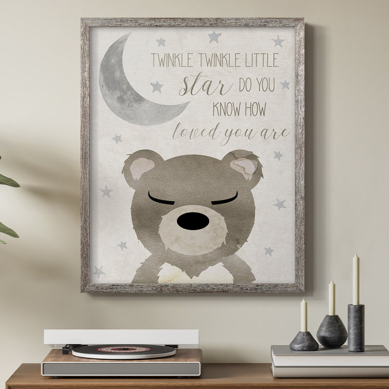 «Goodnight Bear», reproduction encadrée en bois massif, H 30 po x l 24 po
