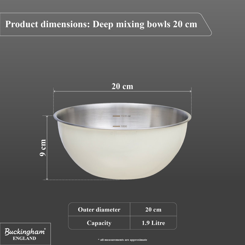 Buckingham Stainless Steel Deep Mixing Bowl  , Cream