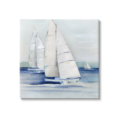 Au-400-Canvas " Nautical Boats Sailing Sea Waves " by Sally Swatland Painting Print