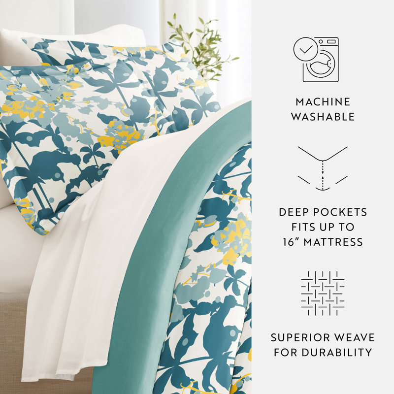 8-Piece Reversible Bedding Bundle - Patterned Duvet Cover, Comforter Insert and Solid Sheet Set, Twin XL Bedding Bundle