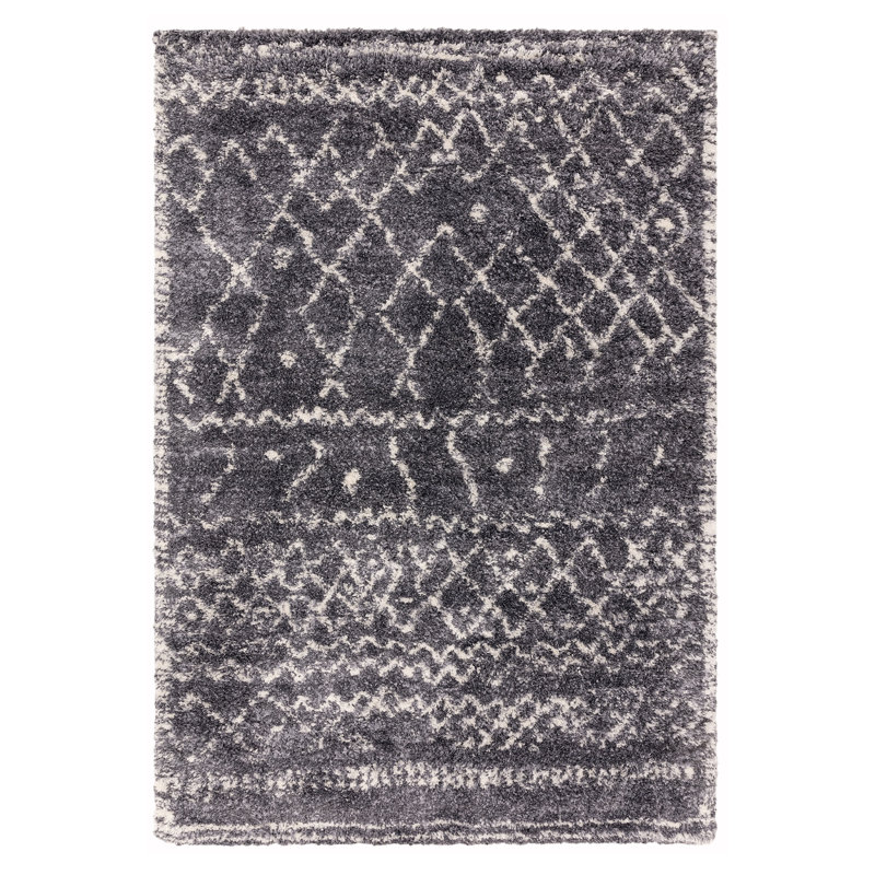 Manilow Shaggy Berber Grey Rug, Rectangle 80 x 150cm