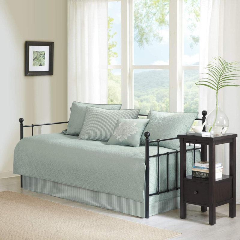 Ensemble de housse pour lit de jour en coton matelassé double face, Écume de mer, écume de mer
