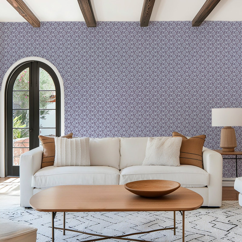 Thorn & Blossom - Papier peint floral indigo violet