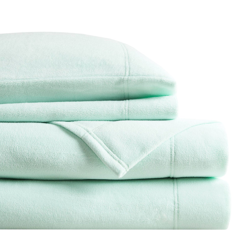 Drap-housse 100% molleton 4 pièces, ultra doux, douillet, boulochage, lavable à la machine, avec draps plats et ajustés et 2 taies d'oreiller pour un sommeil paisible