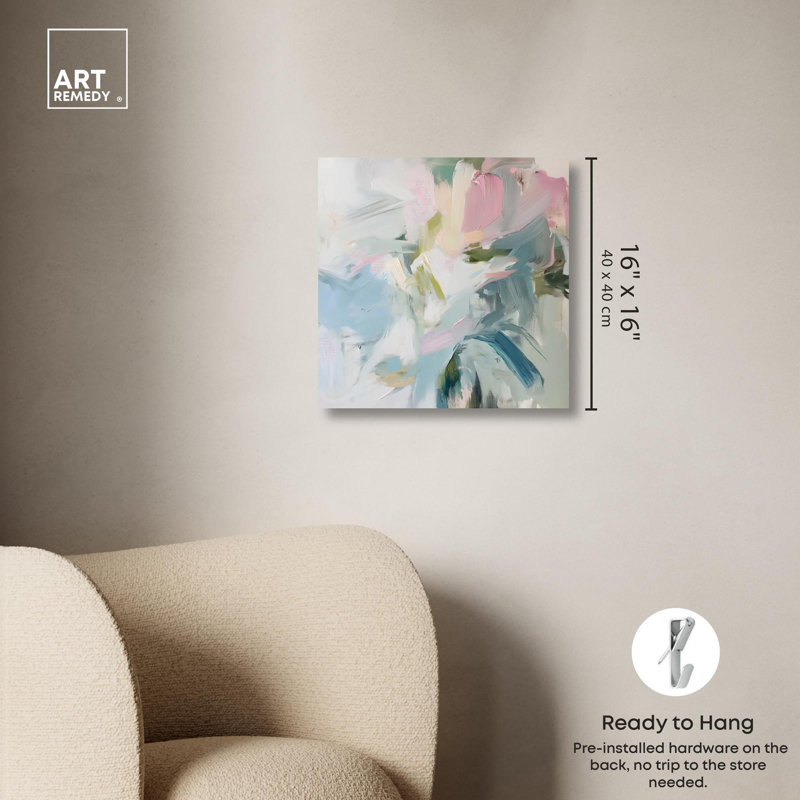 Élégante toile abstraite verte, art coloré moderne par Art Remedy, H 16 po x l 16 po x P 1,5 po, Toile tendue