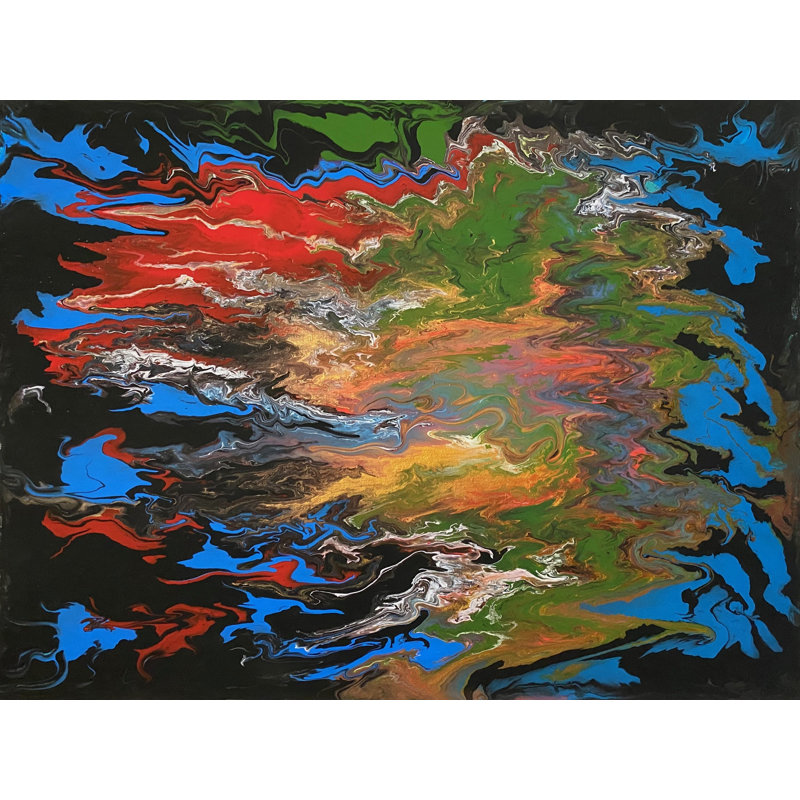 «Fear» par Alicia Lopez - Peinture, Papier avec cadre noir, 24" H x 30" W