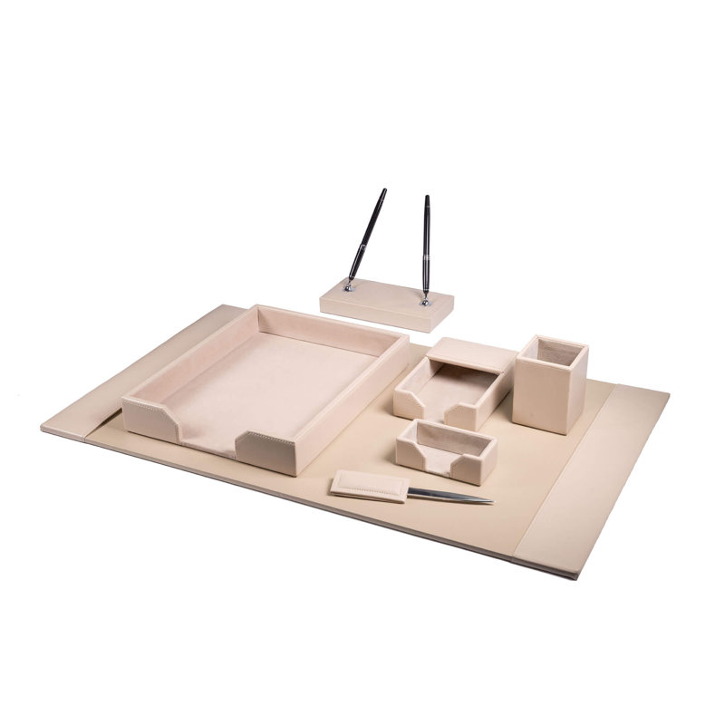 Cateria Leather Desk Organizer Set, Black