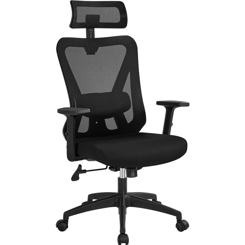 Illman Ergonomic Computer Chair with Multi-adjustable Headrest, Black