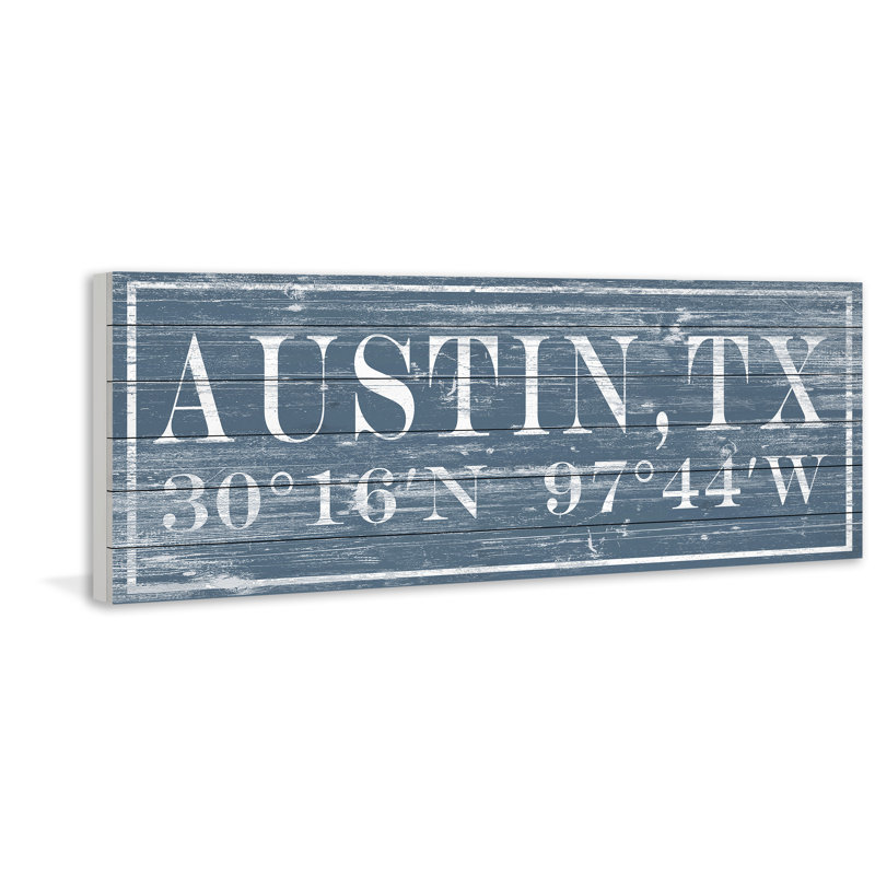 Austin TX, art textuel sur bois sans cadre, H 10 po x l 30 po x 1,5 po