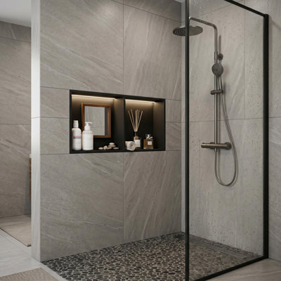 Stainless Steel Shower Niche for Bottles, Soap, Shampoo, Easy Install