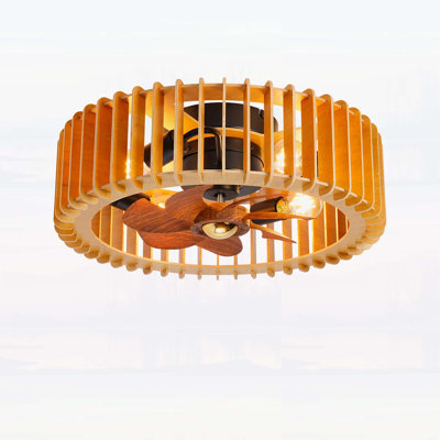 Ventilateur encastré moderne de 20 pouces avec télécommande, 6 vitesses, moteur à courant continu silencieux, finition en bois naturel pour le salon, la chambre à coucher et la cuisine