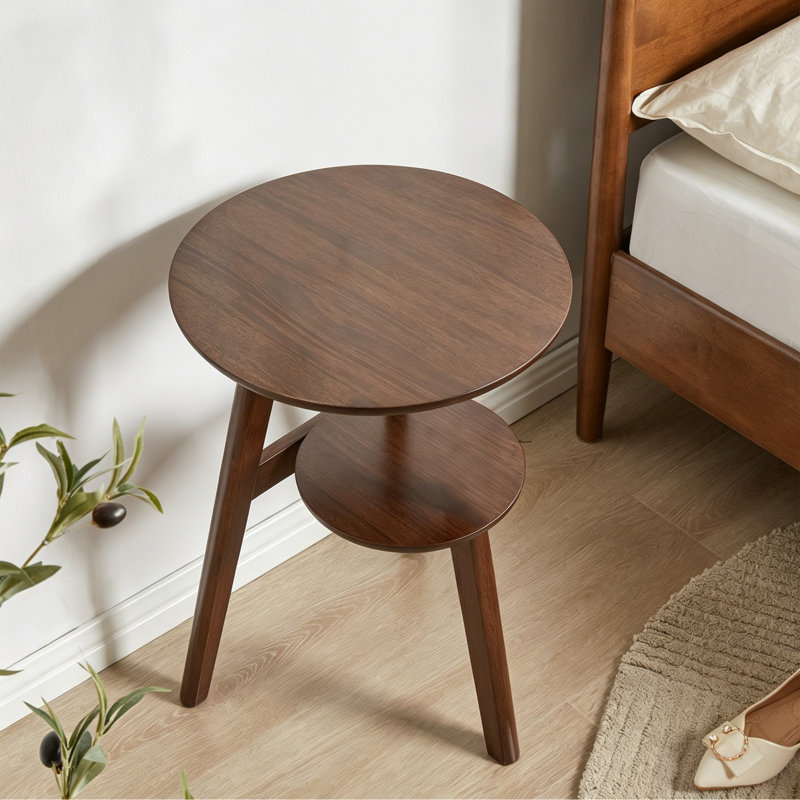 2-Tier Solid Wood End Table