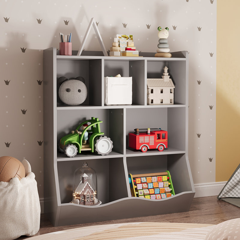 Bibliothèque à trois niveaux pour le rangement de livres et de jouets pour la chambre à coucher, la salle de jeux et la chambre de bébé