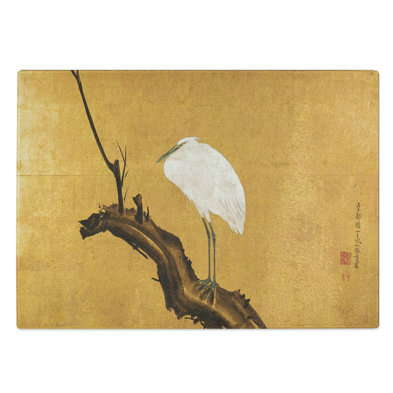 Glass Heron On A Willow Tree Branch by Maruyama Okyo Chopping Board, 39 cm W x 28.5 cm L