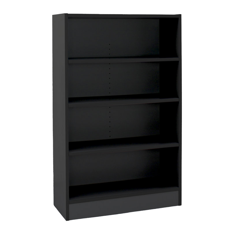 Bibliothèque en stratifié noir, 48 po de hauteur, 4 tablettes
