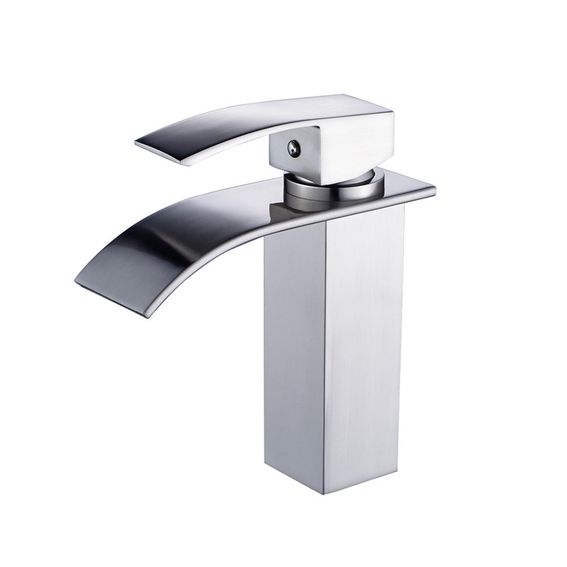Bathroom Basin Waterfall Faucet with Single-Handle, Brushed Nickel