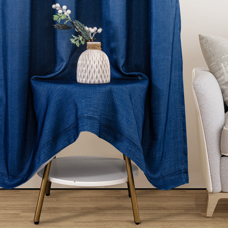 Adrea Blackout Curtain Pair, White to Navy Blue