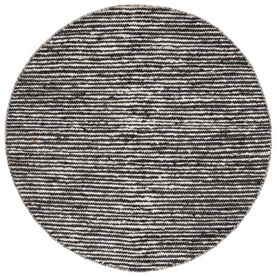 Tapis blanc / noir en laine et coton tissé à plat Jeanann