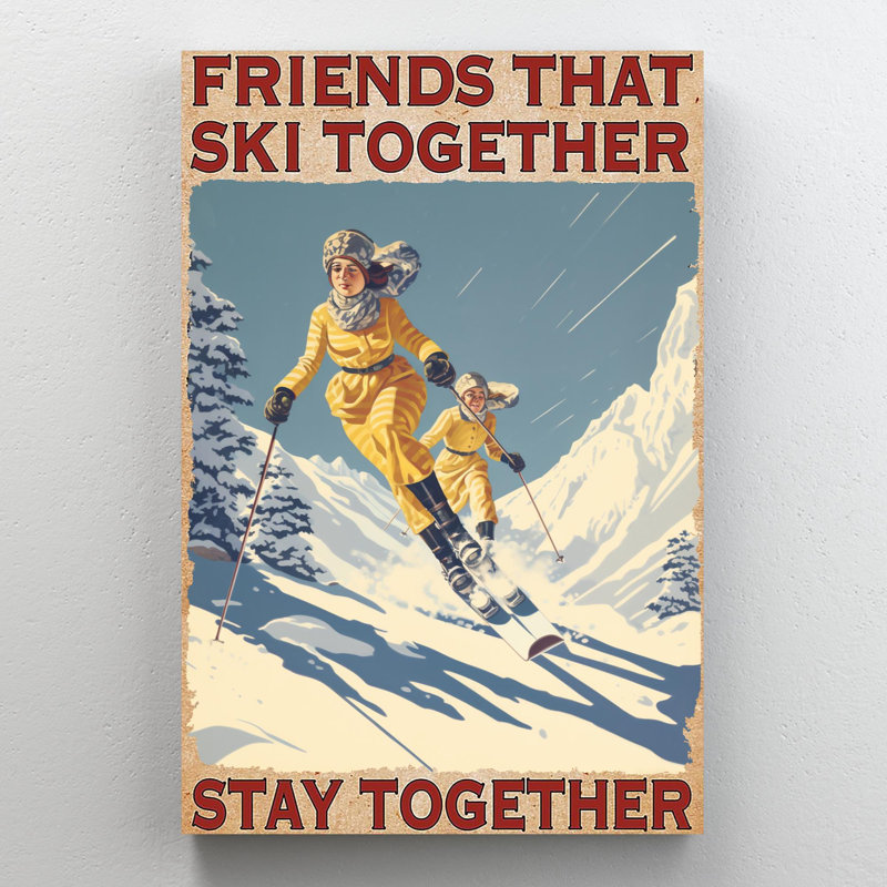 «Friends That Ski Together» - 1 pièce Rectangle Grap Friends That Ski Together - 1 pièce, reproduction d'art graphique sur toile tendue