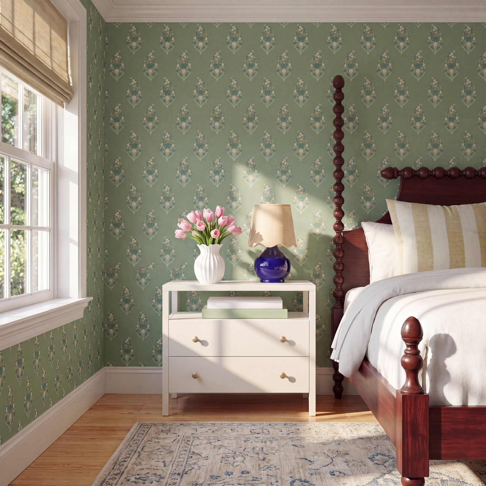 Paisley Wallpaper Double Roll, Green